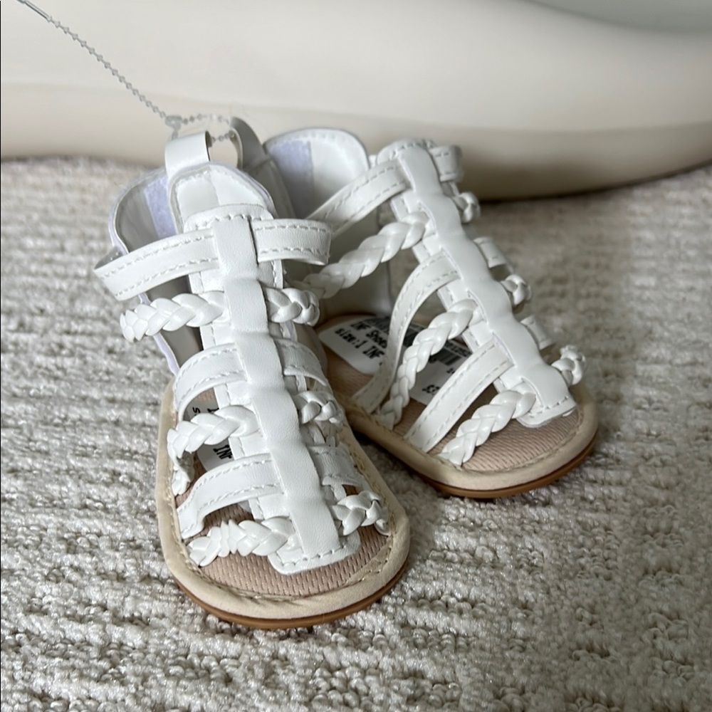 White Braided Kids Sandals